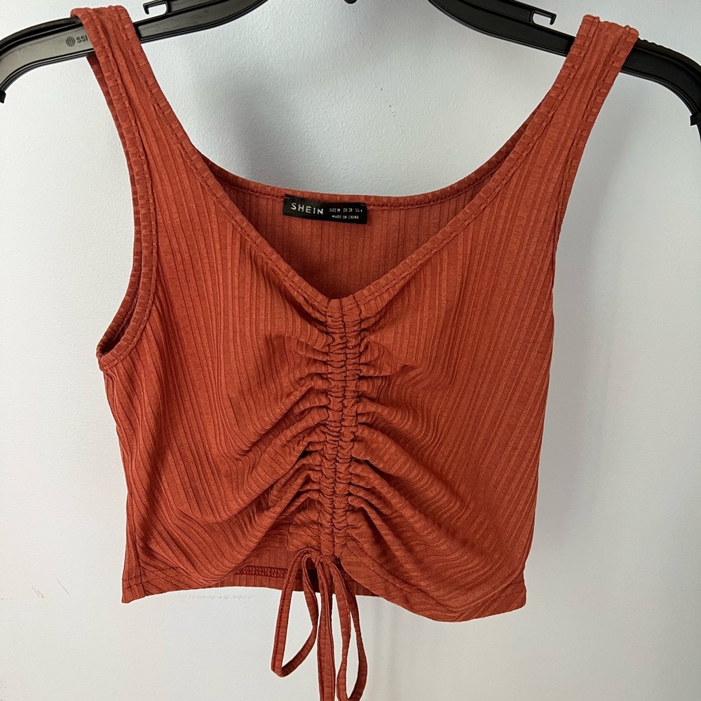SHEIN burnt orange tank top with linen feel :)